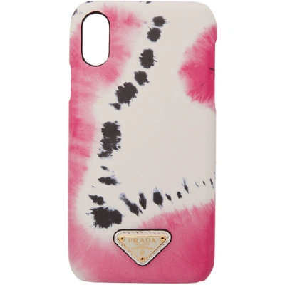 Shop Prada Ssense Exclusive White Tie-dye Iphone Xr Case In White/pink