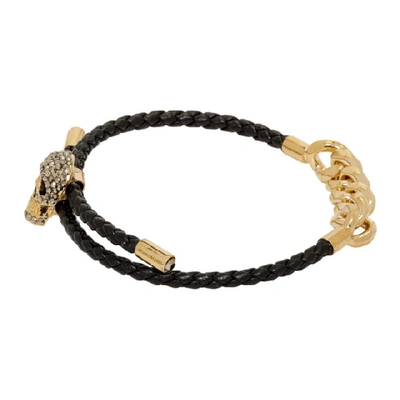 Shop Alexander Mcqueen Gold Skull Chain Bracelet In 1000 Black
