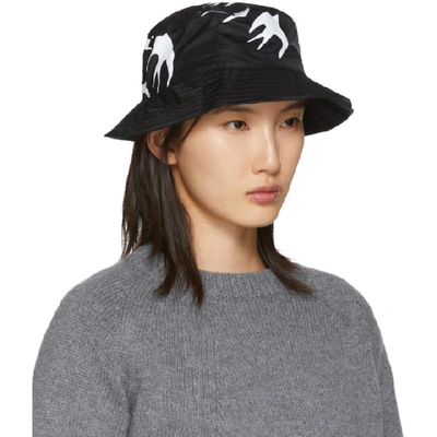 Shop Mcq By Alexander Mcqueen Mcq Alexander Mcqueen Black Swallow Bucket Hat In 1006 Blk/wh