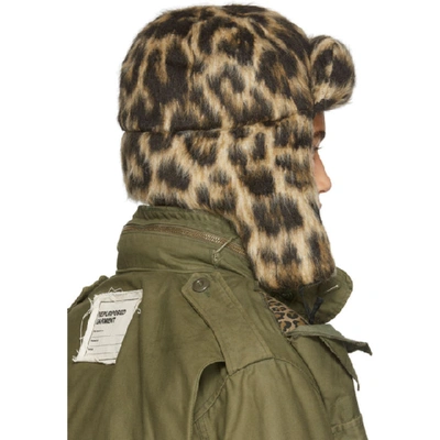 Shop R13 Beige And Black Leopard Trapper Hat