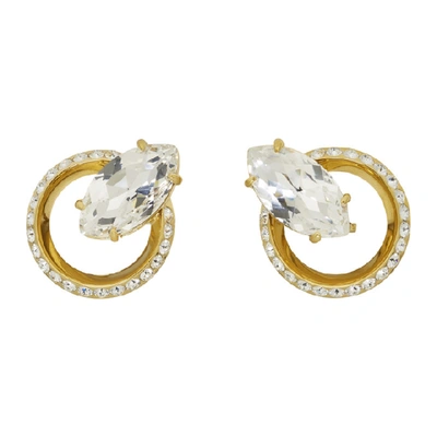 Shop Miu Miu Gold Crystal Clip-on Earrings