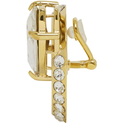 Shop Miu Miu Gold Crystal Clip-on Earrings