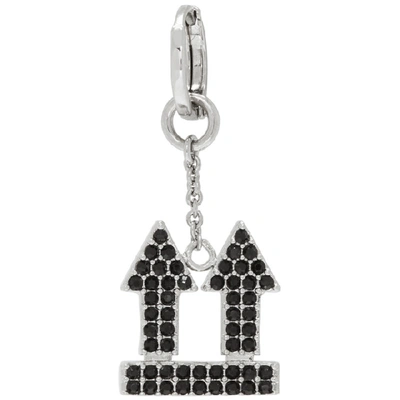 Shop Off-white Silver & Black Crystal Arrows Single Earring In Silver/blac