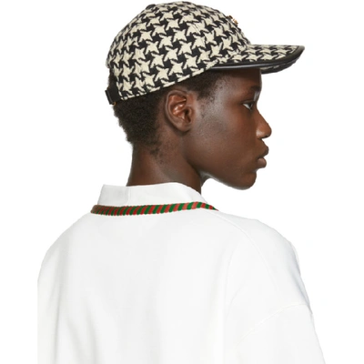 Shop Gucci White And Black Houndstooth Baseball Cap In 9060 Wht/bl