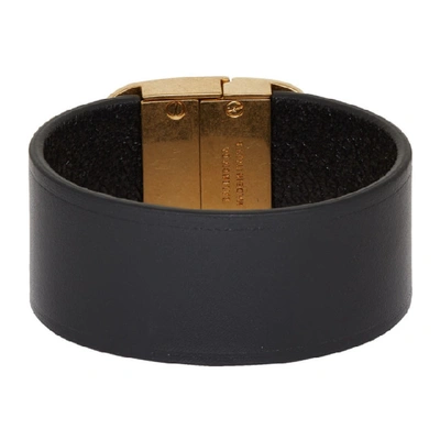 Shop Balenciaga Black Leather Bb Bracelet