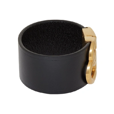 Shop Balenciaga Black Leather Bb Bracelet