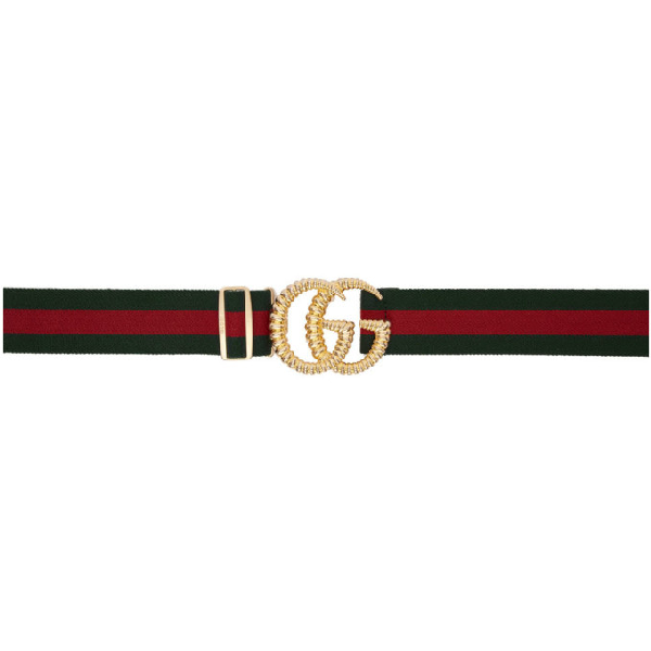 Gucci Red/green Fabric Belt In 8460 