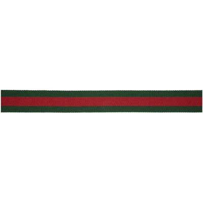 Shop Gucci Red & Green Web D-ring Belt In Multi