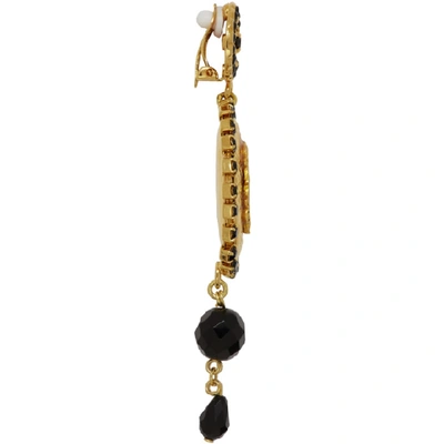 Shop Dolce & Gabbana Dolce And Gabbana Gold And Black Crystal Madonna Earrings In Zoo00 Black