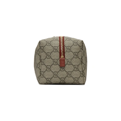 Shop Gucci Beige And Red Medium Ophidia Cosmetic Pouch In 9778 Red