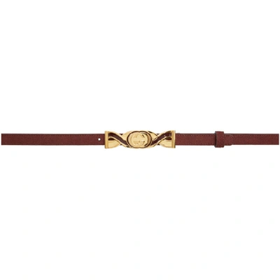 Shop Gucci Burgundy Suede Buckle Belt In 6662 Bordea