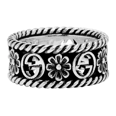 Shop Gucci Silver Interlocking G Flower Ring