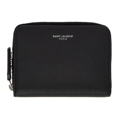 Shop Saint Laurent Black Compact Zip Around Wallet In 1000 Black