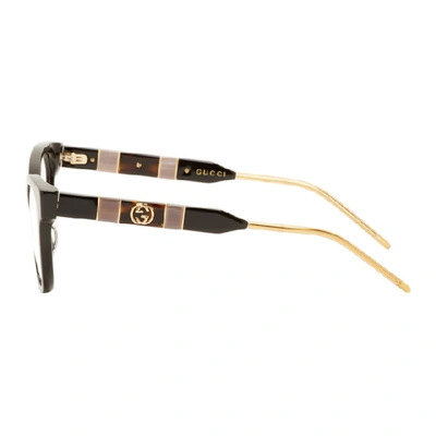 Shop Gucci Black Gg Stripe Cat-eye Glasses In 001 Black