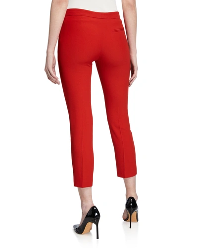 Shop Alexander Mcqueen Leaf Crepe Cigarette Trousers In Red