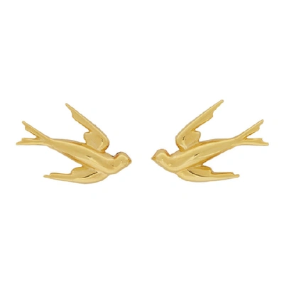 Shop Mcq By Alexander Mcqueen Mcq Alexander Mcqueen Gold Swallow Stud Earrings In 7050 Gold
