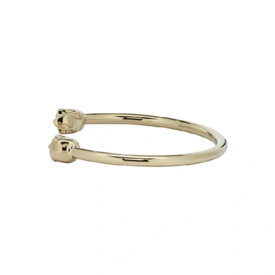 Shop Alexander Mcqueen Gold Twin Thin Skull Bracelet In 0953 New Or