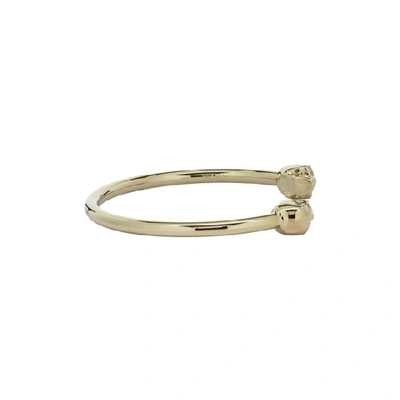 Shop Alexander Mcqueen Gold Twin Thin Skull Bracelet In 0953 New Or