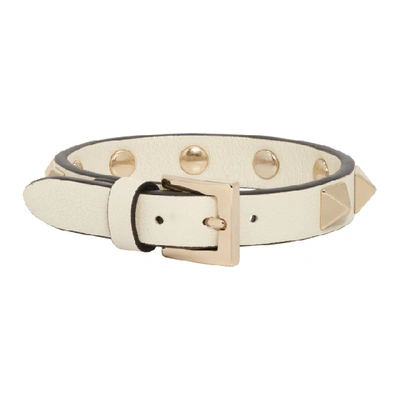 Shop Valentino Off-white  Garavani Rockstud Bracelet In I16 Lightiv