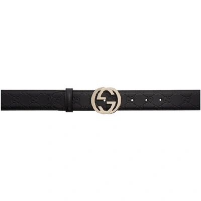 Shop Gucci Black  Signature Interlocking Gg Belt In 1000 Black