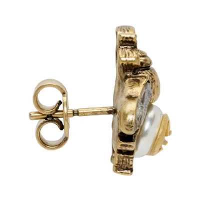 Shop Gucci Gold Bee Motif Earrings In 8062 Antic
