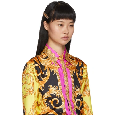 VERSACE 金色希腊回纹美杜莎水钻发夹