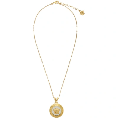 Shop Versace Gold And Silver Icon Medusa Necklace In Kotp Gold/s