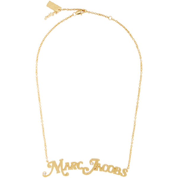 Marc Jacobs Gold New York Magazine Edition The Nameplate Pendant Mj Necklace In 710 Gold Modesens