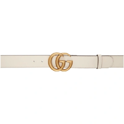 Shop Gucci White Double G Buckle Belt In 9022 White