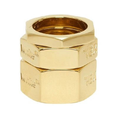 Shop Off-white Gold Bolt Ring Set In Gold/gold