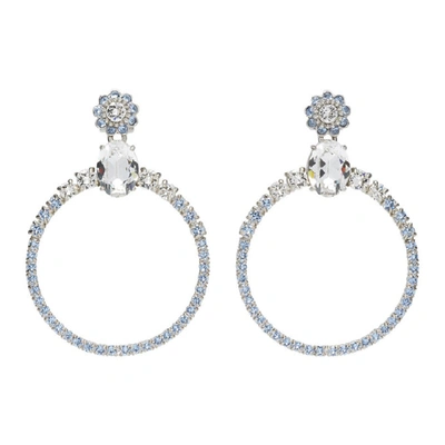 Shop Miu Miu Silver Round Crystal Hoop Earrings In Sapphire