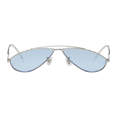 Shop Gentle Monster Silver & Blue Kujo Sunglasses