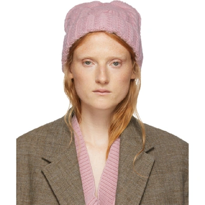 Shop Ami Alexandre Mattiussi Pink Wool Knit Beanie In 650 Rose