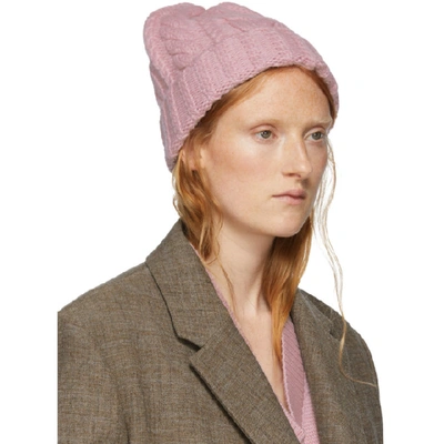 AMI ALEXANDRE MATTIUSSI 粉色羊毛针织毛线帽
