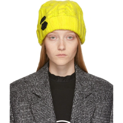 Shop Off-white Yellow Knit Pop Color Beanie