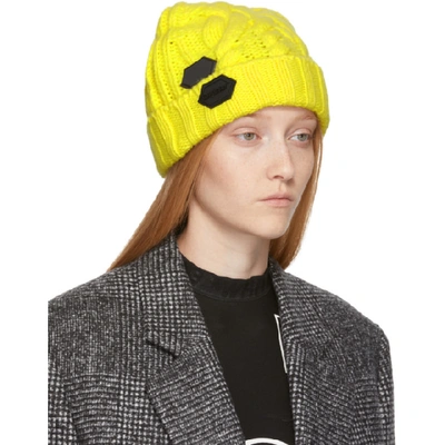 Shop Off-white Yellow Knit Pop Color Beanie