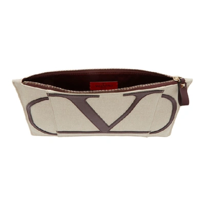 Shop Valentino Beige  Garavani Large Vlogo Pouch In Kr8 Natural