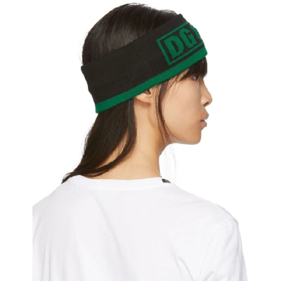 Shop Dolce & Gabbana Dolce And Gabbana Green And Black Dg Queen Headband In S9000 Grn B