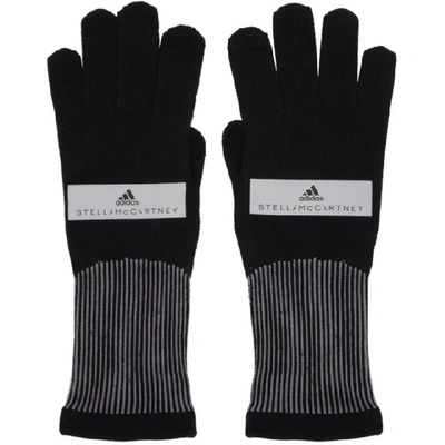 Shop Adidas By Stella Mccartney Black Running Gloves