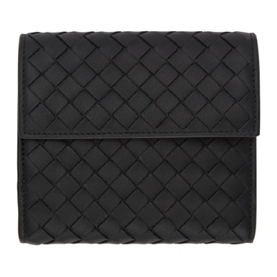 Shop Bottega Veneta Black Intrecciato Mini Trifold Wallet In 1000 Black