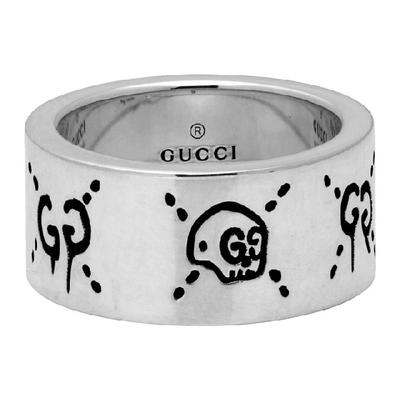 Shop Gucci Silver Large Ghost Ring