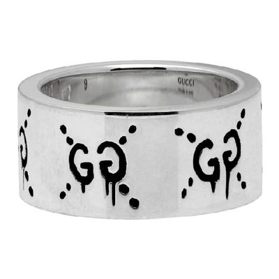 Shop Gucci Silver Large Ghost Ring