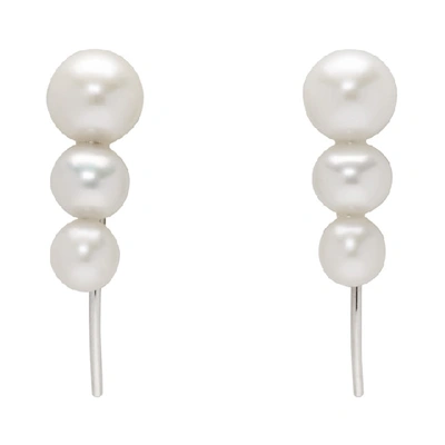 Shop Saskia Diez Silver Triple Pearl Earrings