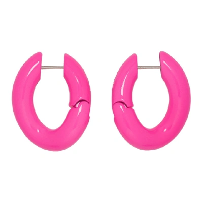 Shop Balenciaga Pink Glossy Loop Earrings