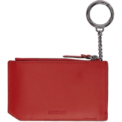 Shop Mackage Red Chac-f Cardholder In Red/gunmeta