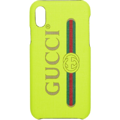 Shop Gucci Yellow Vintage Logo Iphone X Case In 7278 Yellow