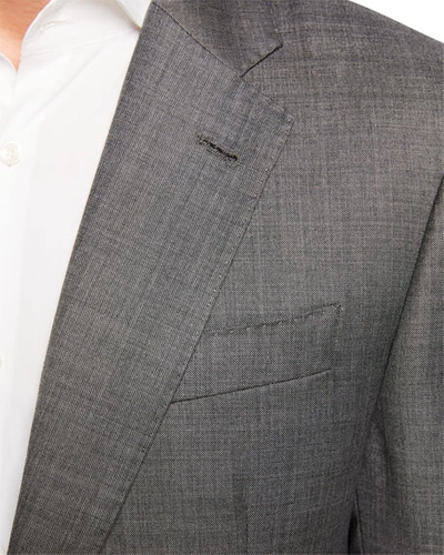 Shop Emporio Armani Men's Sharkskin Two-piece Wool Suit In Gray