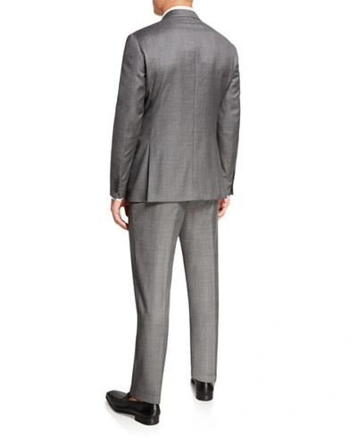 Shop Emporio Armani Men's Sharkskin Two-piece Wool Suit In Gray