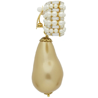 Shop Dolce & Gabbana Dolce And Gabbana Gold Bow Pearl Earrings In Zoo00 Gold