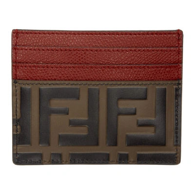 Shop Fendi Red And Brown Forever  Card Holder In F13vj Red